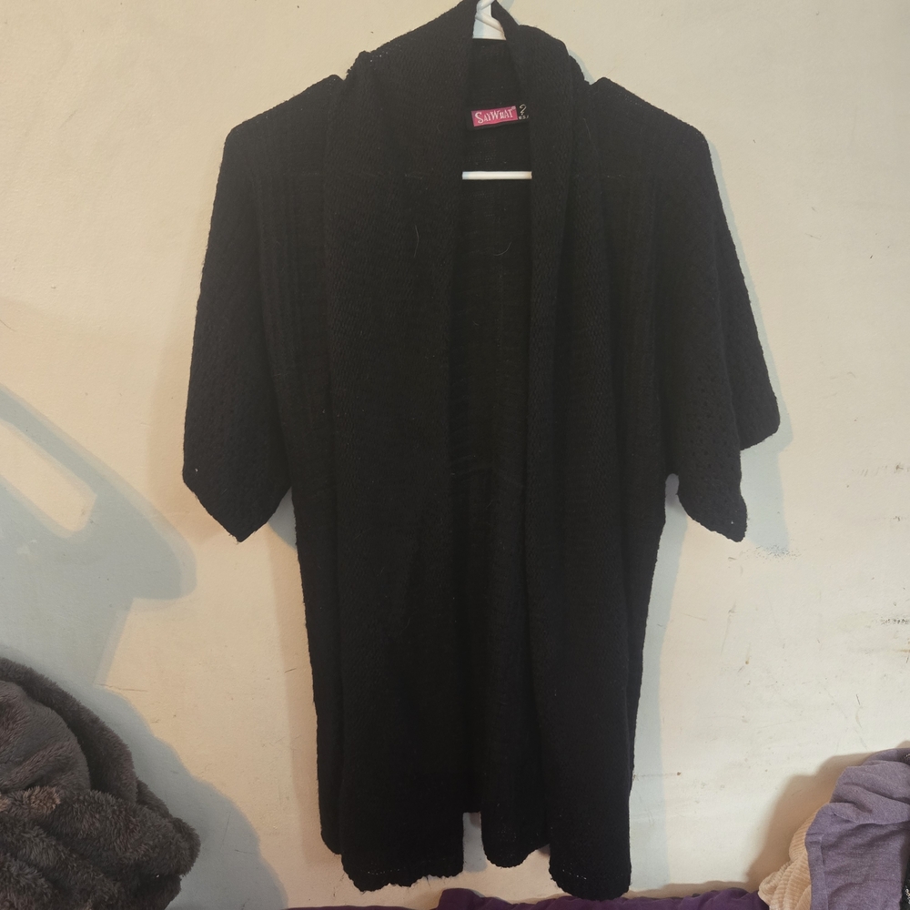 Say What? Black Open-Front Shrug